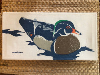 MCM Screen Print Material Duck On Wood Frame By Marushka