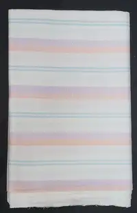 New 100% cotton coral/mauve/blue striped linen-look fabric