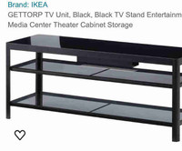 Ikea Gettorp Black TV stand media entertainment center