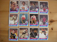 12 cartes de hockey de l'Association Mondial de hockey(AMH) 1977