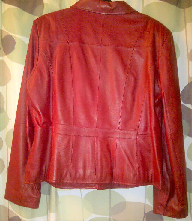 NEW BEAUTIFUL RED LEATHER JACKET byBoutique of Leathers -Size 18 in Women's - Tops & Outerwear in Calgary - Image 2