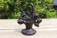 Vintage Cast Iron Flower Basket Door Stop