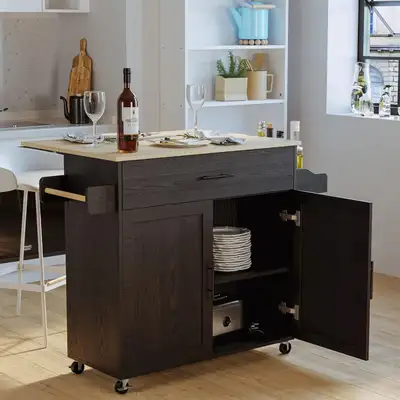 IRONCK Rolling Kitchen Island Table on Wheels with Drop Leaf, St, View more