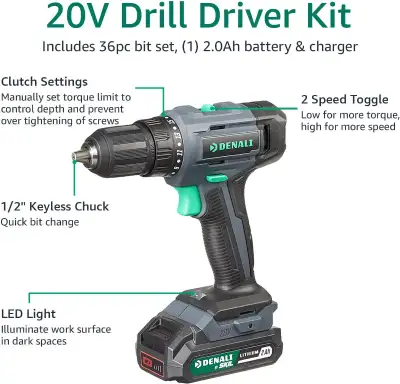 Denali by SKIL Drill Driver and 1 Battery NEW IN BOX Cordless drill set for everyday DIY tasks like...