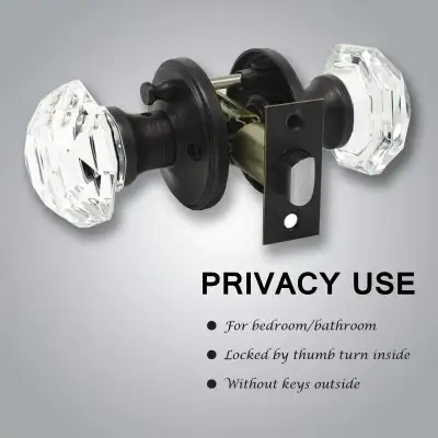 Antique Diamond Crystal Glass Door Knobs Oil Rubbed Bronze Priva, View more