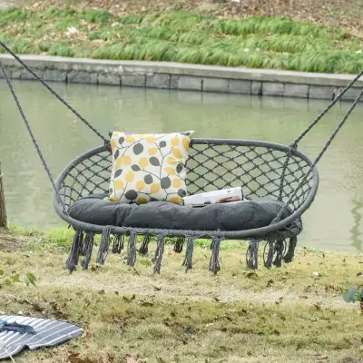 Outsunny Patio Hammock Chair 2 Seat, Hanging Rope Hammock Swing , View more