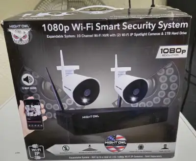 This is a new Night Owl 1080p Wi-Fi Smart Security System, an expandable system that includes a 10 c...