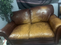 Comfortable brown leather couch 