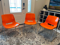 Chairs, retro 1970’s, orange with chrome legs