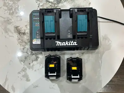 New Makita Dual Port Charger and 2 Batteries, View more