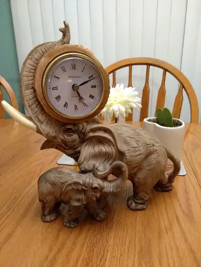 Elephant Clock - Mother and Baby - Battery Operated, View more