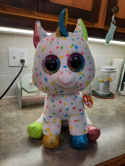 Ty Beanie (large) 16 inches Harmonie - multi-color Unicorn Harmonie's horn sparkles and swirls fille...