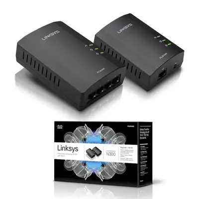 Linksys PLSK400 Powerline AV 4-Port Network Adapter Kit, View more