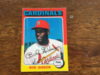 1975 OPC baseball card  Bob Gibson 150  off center gum damage