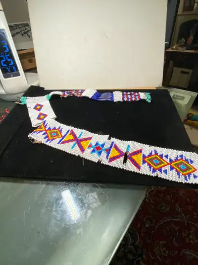 Vintage Native American Indian Bead Beaded Necklace, View more