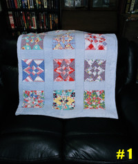 Vintage, (1930's), Hand Stitched Quilt - 4 Point Star Pattern