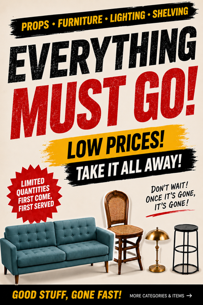 Film Props, Furniture & Lighting Clearout Sale – GTA, View more