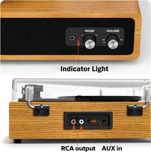 FYDEE Bluetooth Turntable with Built-in Speakers, 3-Speed Vinyl in General Electronics in Mississauga / Peel Region - Image 9