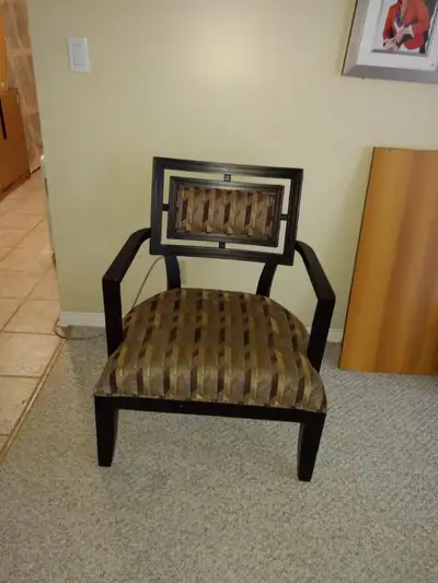 Large Wood Armchair with Fabric Seat and Back, View more