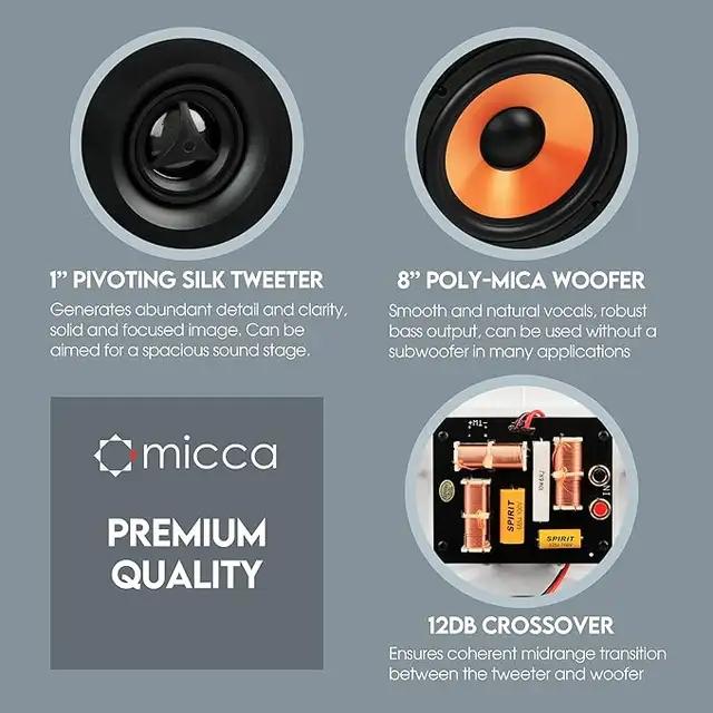 Micca M-8S 2-Way in-Wall Speakers home theatre paintable pair in Speakers in Mississauga / Peel Region - Image 4