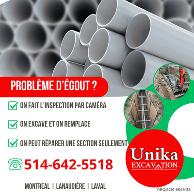 Remplacement / Réparation égout - Lanaudière / Montréal / Laval, View more