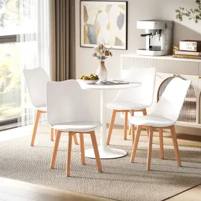 Round Dining Table Set for 4 with Pedestal Base, PU Padded Seats, View more