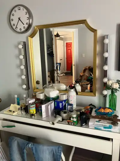 IKEA Desk with Mirror and Lights , View more