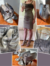 ⭐️Gorgeous pewter dress & matching leather Marc Fisher shoes 