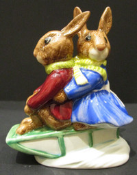 ROYAL DOULTON"BILLIE&BUNTIE BUNNYKINS SLEIGHRIDE" FIGURINE, BOXD