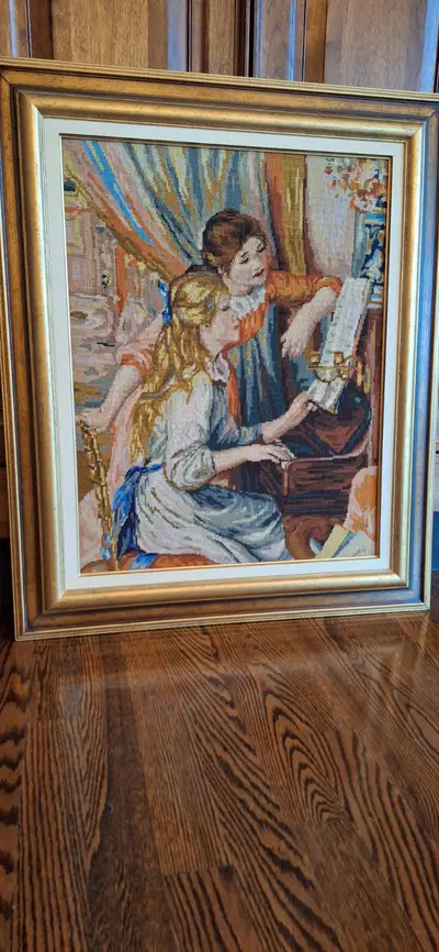 Framed vintage needlepoint Renoir, Fragonard, View more