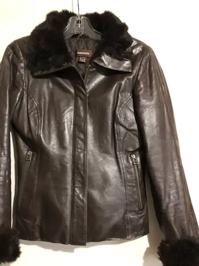Danier, brown winter leather jacket, View more