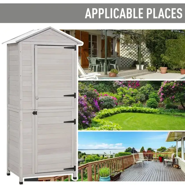 Outsunny Wooden Outdoor Storage Shed with Shelves in Outdoor Tools & Storage in Oshawa / Durham Region - Image 6