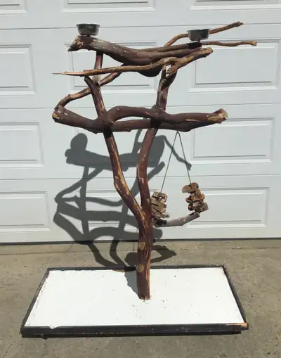MANZANITA PARROT TREE STAND WITH BOWLS, View more