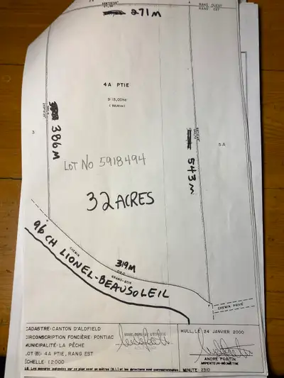 190,000$ - boisé et legerement en pente - Municipalité de LaPeche - 96 chemin Lionel Beausoleil - No...