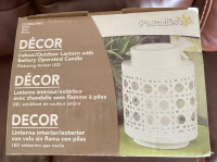 NEW INDOOR/ OUTDOOR LANTERN WITH BATTERY OPERATED CANDLE 