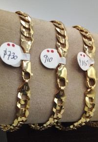 BRAND NEW Men's 10K Gold Bracelets: Franco, Cuban, Nugget...