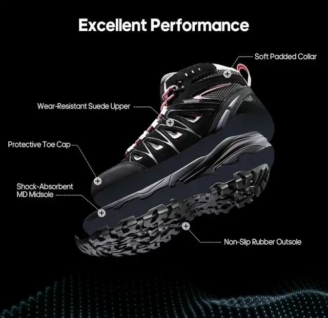 New Women's Waterproof Wide Hiking Boots Outdoor/Black&Pink/US8 in Women's - Shoes in Calgary - Image 8
