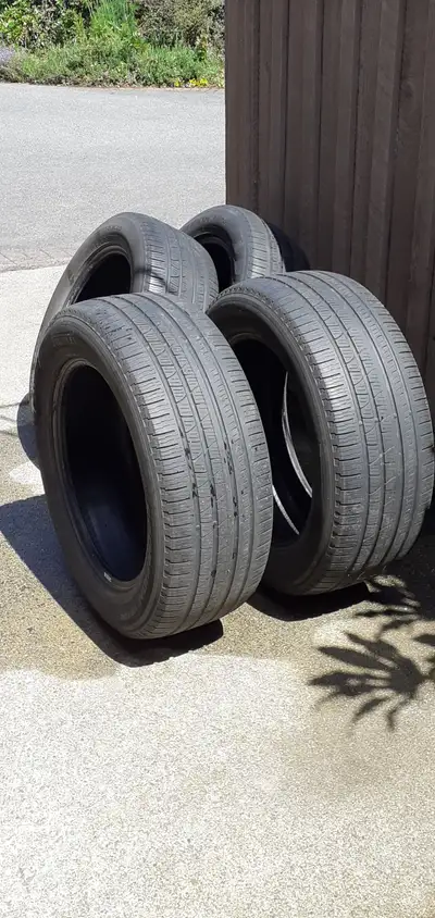 Good condition, 275/215, R20 60% tread remaining. No texts or emails, phone calls only, Tom at 250-7...