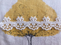 2.76" x 1 yd Lace Trim Embroidered White Floral Mesh
