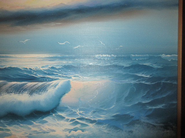 Large Seascape oil on canvas, original by K Samuel, 44"W X 31" H in Arts & Collectibles in Mississauga / Peel Region - Image 4