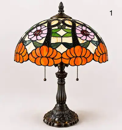 NEW-IN-BOX Large Tiffany-Style Stained Glass Table Lamp, View more