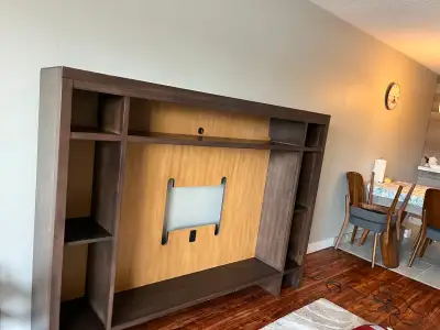 LARGE entertainment wall unit /TV console with shelving-$80 only, View more