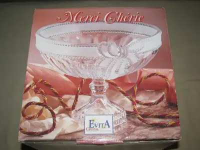 EVITA Merci Cherie Frosted Ribbon Beaded Footed Bowl, View more