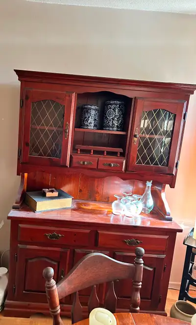 Solid Wood Dining Table + Hutch Set, View more