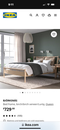 Ikea bed and night stand set 