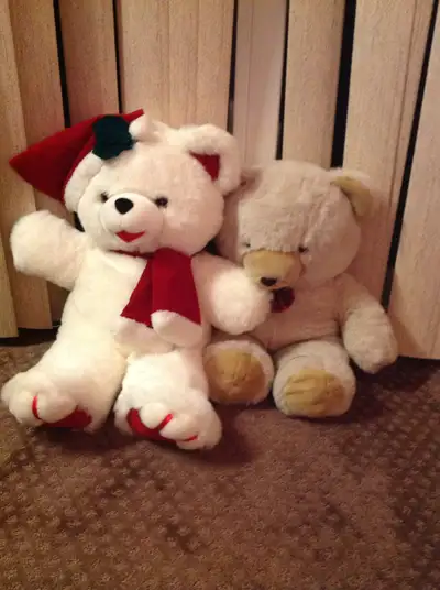 Vintage white Christmas bear, Bestmade toy Soft, cuddly and chubby, measures 2 ft. tall Has a red to...