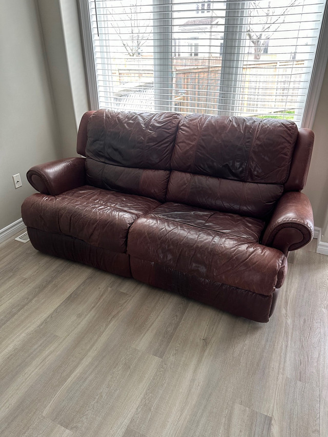 Leather couch - $100 OBO in Couches & Futons in Kingston
