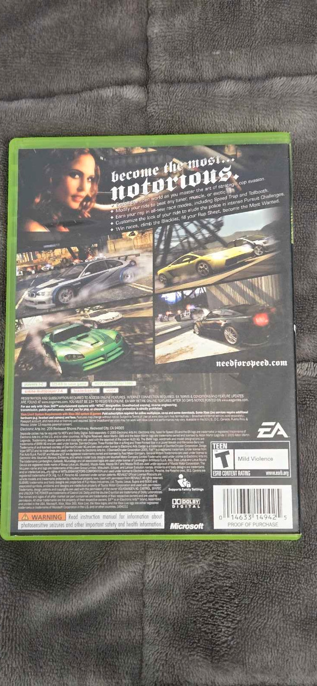 Need for Speed Most Wanted Xbox 360 in XBOX 360 in Mississauga / Peel Region - Image 2