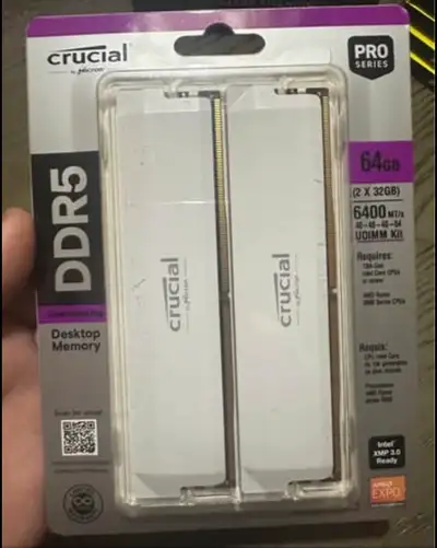Crucial Pro DDR5 RAM 64GB Kit (2x32GB) 6400MHz CL40, View more