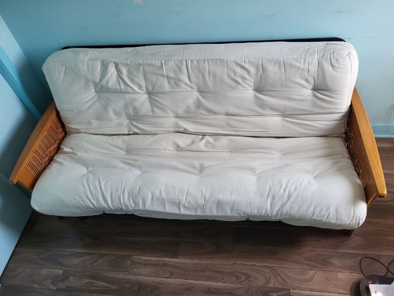 Sofa lit ClicClac bois rotin base métal folding bed couch futon